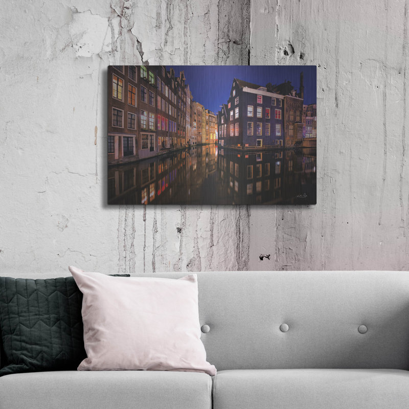 «Building Row Reflections 3» par Martin Podt, art mural en métal, 36 po x 24 po, H 24 po x l 36 po