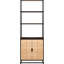 Étagère 6 livres Coastal Modern avec capacité de rangement, cadre en bois naturel noir, idéale pour l'aménagement de salon, tablette de L 24 po, rangement spacieux, bureau