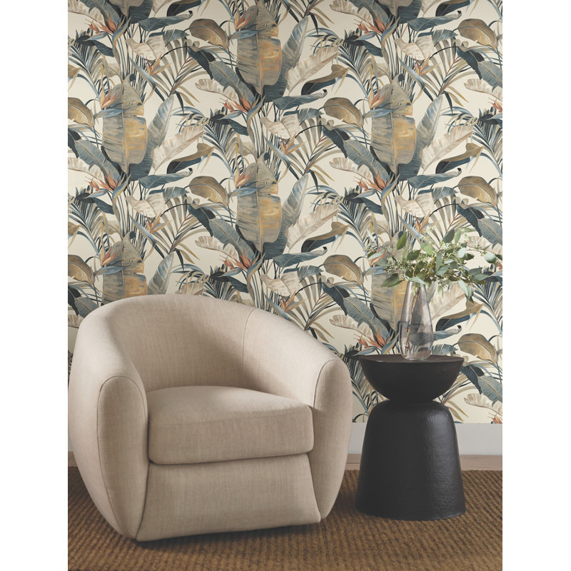Tropical Coral Cabana Wallpaper, Brown