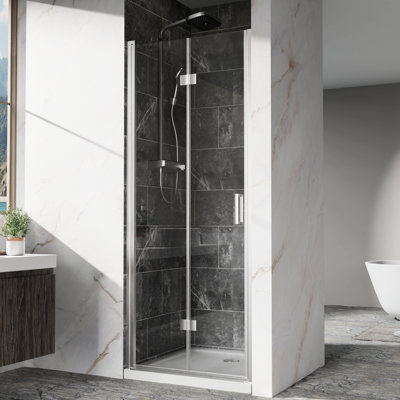 72 In. High Bi - Fold Swing Pivot Glass Shower Door With Aluminum Frame, Reversible Installation, And Noise Reducing Sealing Ring 32 Wide Finish, Easy Clean Function, Professional Packaging Solution
