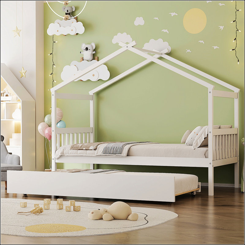 Lit simple en bois avec lit gigogne simple