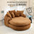 53" Chenille Barrel Chair, Oversized Round Chaise Lounge Single Sofa Chair With Pillows-1377426830