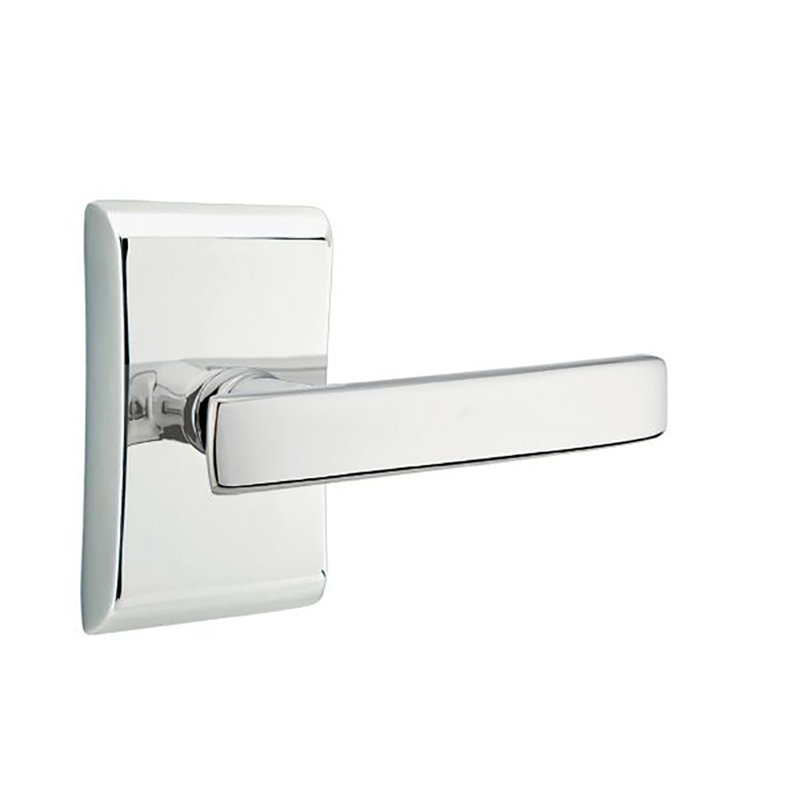 Levier de porte avec rosette Geneva, Droite, Chrome poli