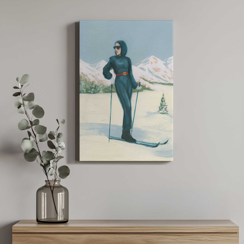 Skiing Sisters I by Grace Popp Canvas Art Print, Floater Framed without Mat, Black, 18" H x 12" W