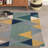 Sandin Geometric Hand-Tufted Wool Teal/Navy/Yellow/Gray Area Rug-1119161208
