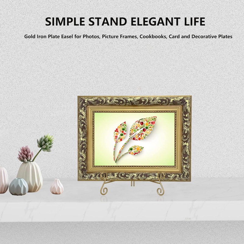 Plate Stand, Decorative Holder For Displaying Platters, Heavy Duty Metal Easel Stand For Picture, Photo Frame, Books And Round Objects