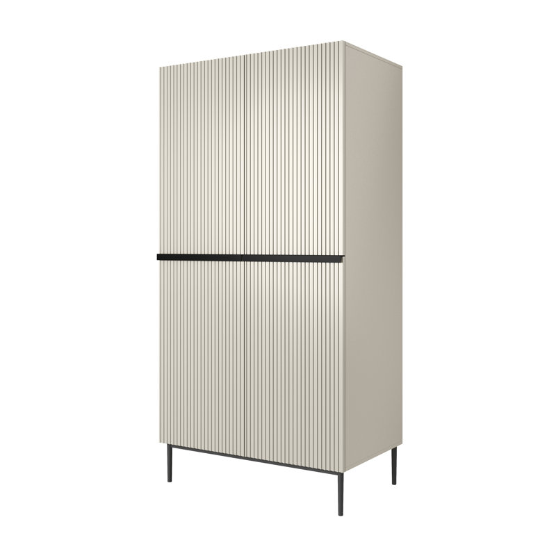 Alhowra 2 Door Manufactured Wood Wardrobe, Grey/Matte Black
