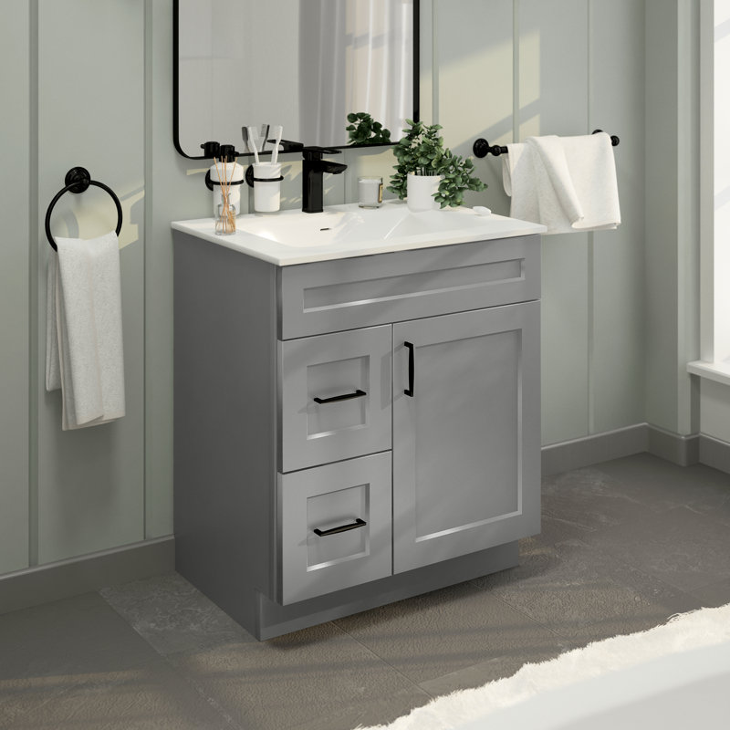 Light Gray Shaker 30" Bathroom Vanity with Drawers