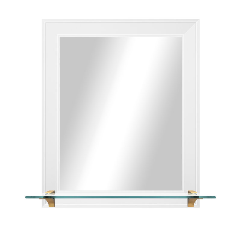 Kridia Flat Wall Mirror, Vertical, Gallery White/Brass, 25.5" H x 21.5" W