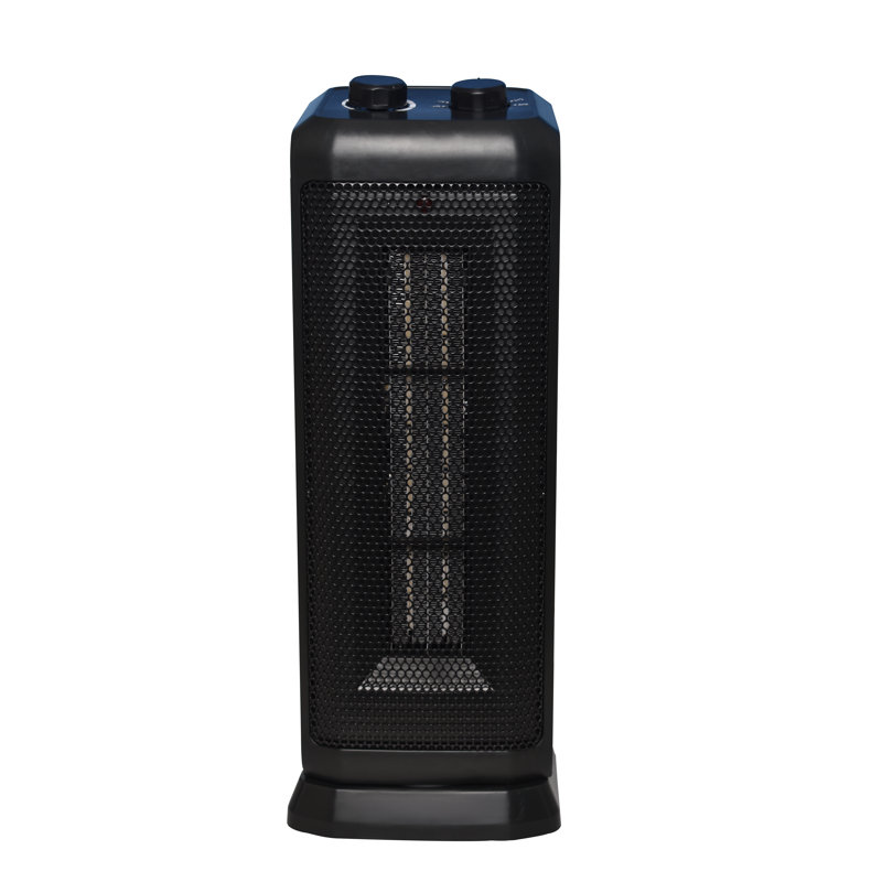 Black Ceramic Electric Tower Heater with Thermostat and Automatic Shut-off