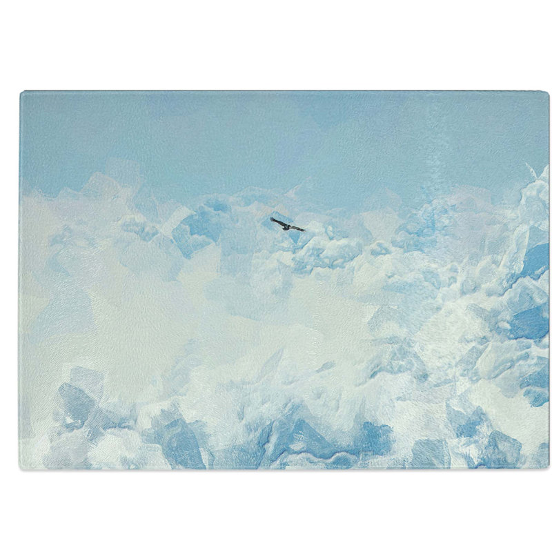 Tempered Glass Bird Through the Clouds Chopping Board, 28.5 cm W x 20 cm L