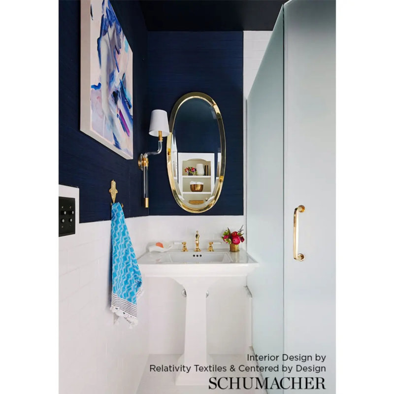 Schumacher x Celerie Kemble Zen Bamboo Wallpaper, Ultramarine