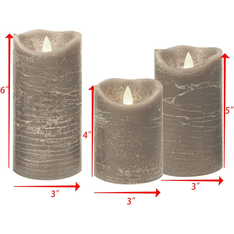 3 Pack Rustic Lavender Purple Flameless Pillar Candles:Real Wax, Battery Operated with 6H Timer,Realistic Flickering LED, 6