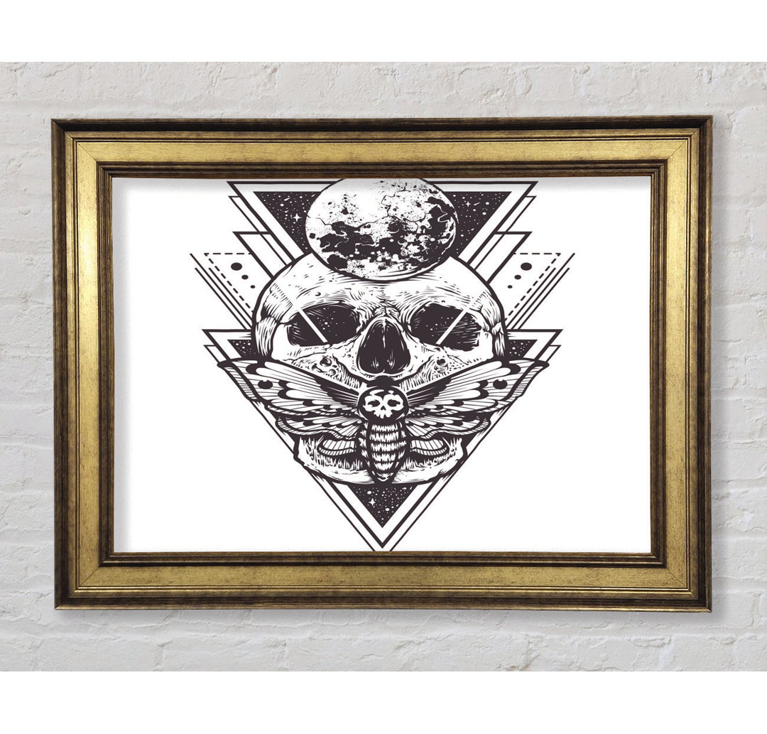 Death Moth Skull Triangles - Einzelne Bilderrahmen Kunstdrucke