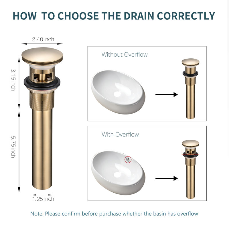 2.4'' W Drain Stopper, Gold