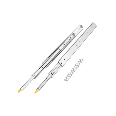 1 Pair Full Extension Drawer Slides 18 20 22 28 30 32 36 38 40 44 48 52 56 60 in, 500 lbs Load Capacity Locking Drawer Slides, Ball Bearing with Lock Side Mount Drawer Slide Rail
