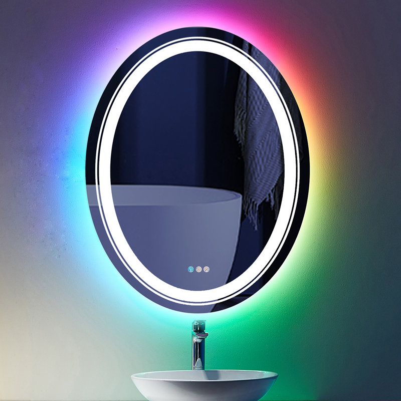 Aevar Super Bright Independent Controlled RGB Backlit & LED Frontlit Anti-Fog Tempered Glass Bathroom/Vanity Mirror with ETL & 3-Year Warranty