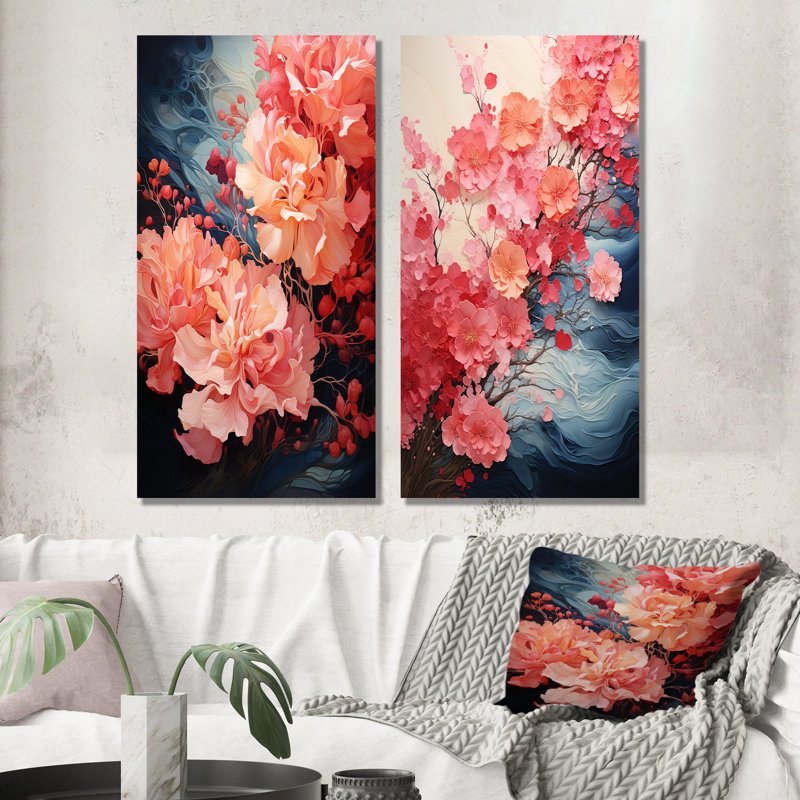 Ensemble de salon Folkston - Abstract Botanicals, H 28 po x l 25 po, Toile tendue