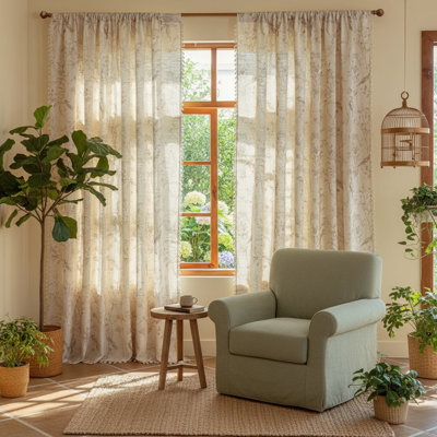 Polyester Exquiste Pattern Print Curtains 2 Panel