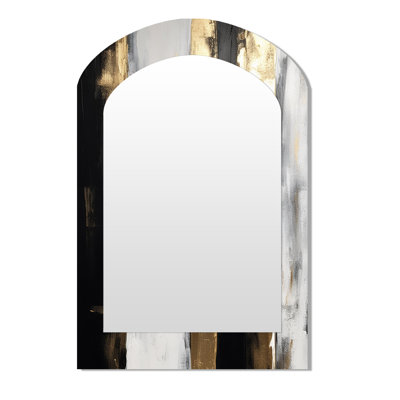 Minimal Joy en noir - peinture abstraite 3D formes irrégulières grand miroir mural moderne