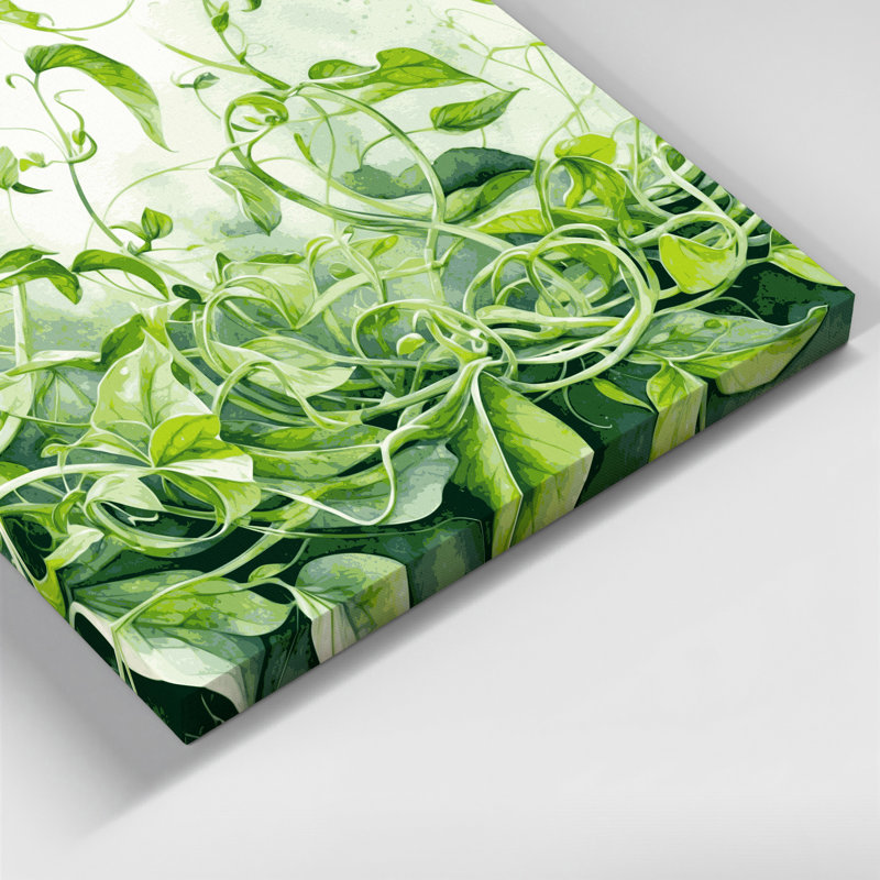 Art mural sur toile, "Légumes à pois" vert, H 12 po x l 12 po