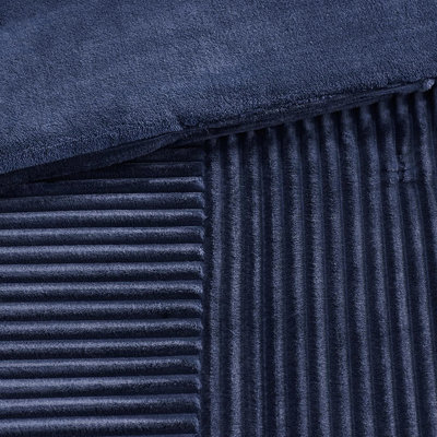 Navy King Size Down Alternative Comforter , Filling, Ribbed Face, Solid Reverse, Machine Washable, 1 And 2 Shams Front,