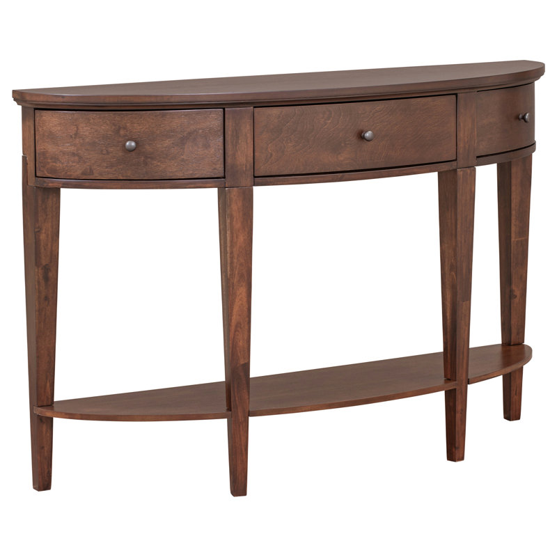 Modern Curved Console Table Sofa Table With 3 Drawers And 1 Shelf For Hallway, Entryway, Living Room, Espresso