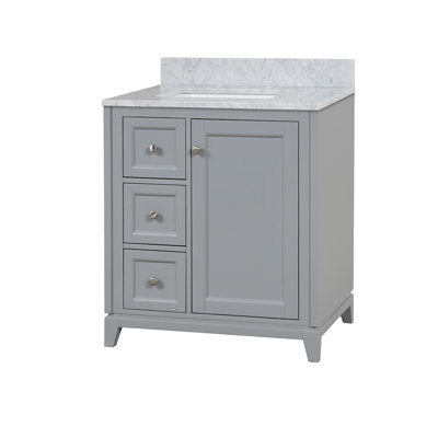 Atwell 29.13'' Single Bathroom Vanity with Carrara Marble Top