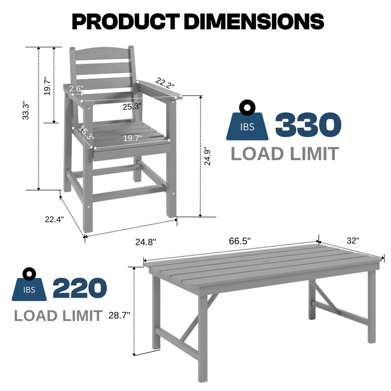 Gray All-Weather Outdoor Patio Dining Set (7-Piece), Gray