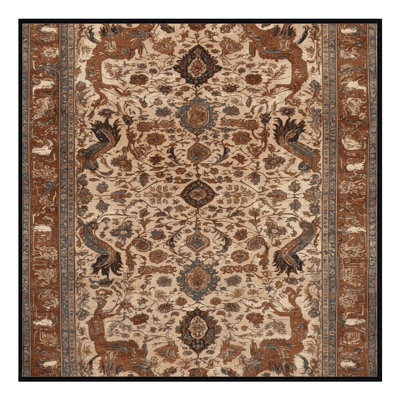 Machine Washable Persian Brown Area Rug