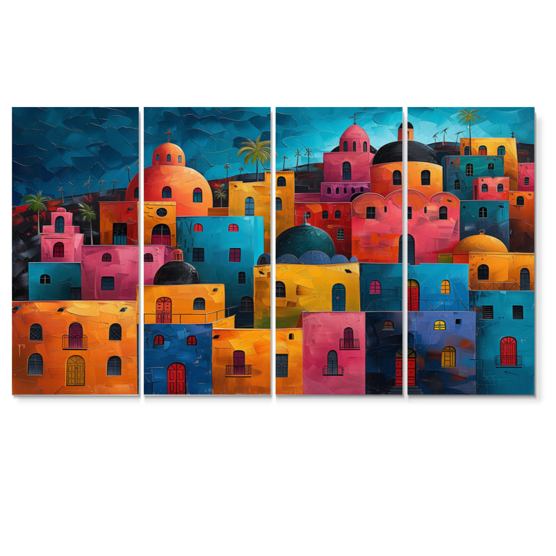Colonial coloré à Cuba, La Havane, ensemble d'art mural sur toile City Buildings, H 28 po x l 48 po