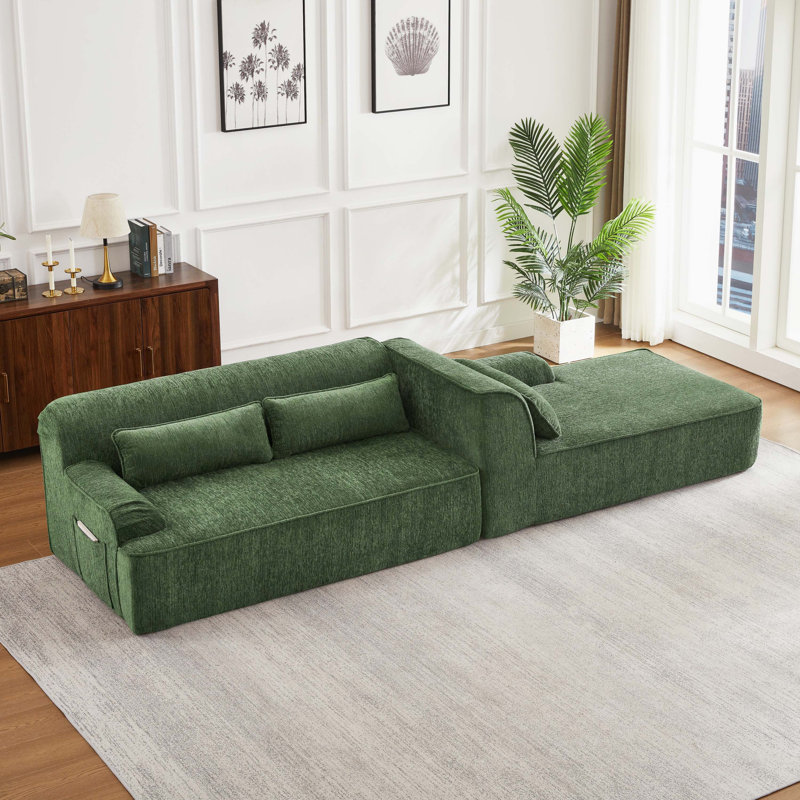 Canapé modulaire en L de qualité supérieure en chenille, canapé-lit surdimensionné minimaliste pour la maison et la réception