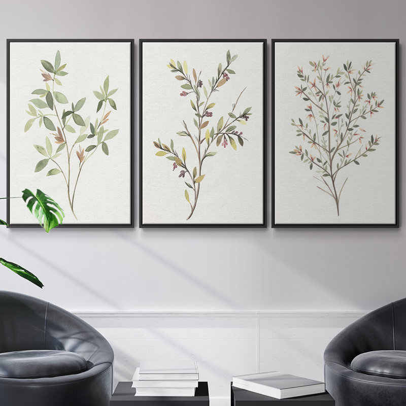 «Unbleached Neutrals IV», ensemble de 3 toiles encadrées, Noir, H 36 po x l 72 po
