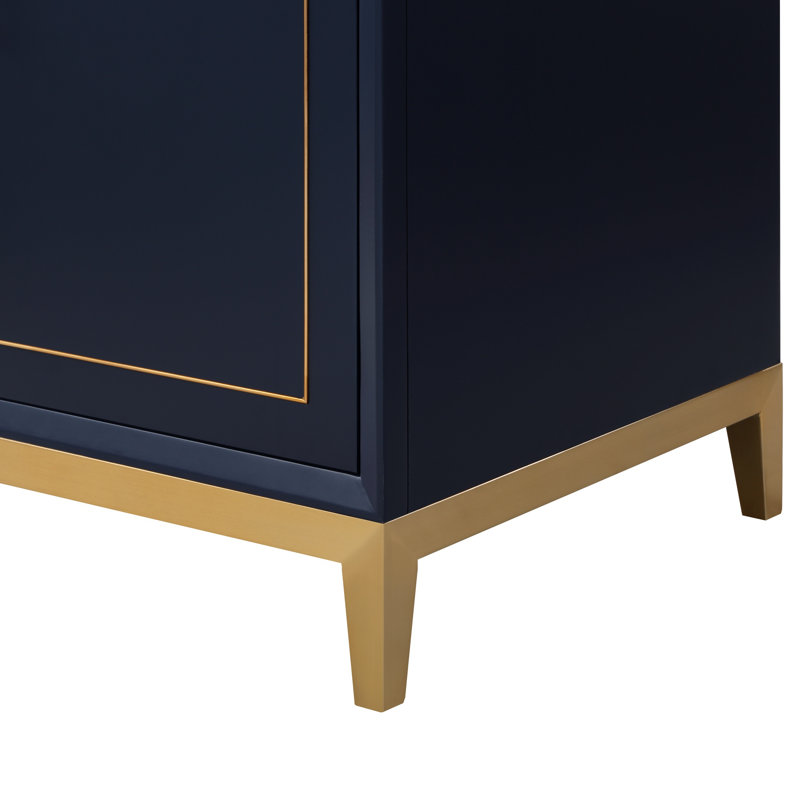 Gracie 36'' W Single Vanity, Pacific Blue, Satin Brass, White Quartz
