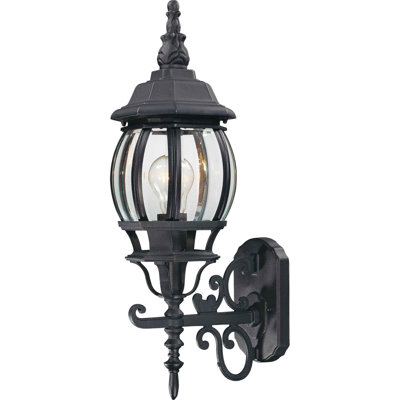 1-Light Outdoor Cast Aluminum Black Wall Mount Wall Sconce Wall Lantern with Clear Beveled Glass
