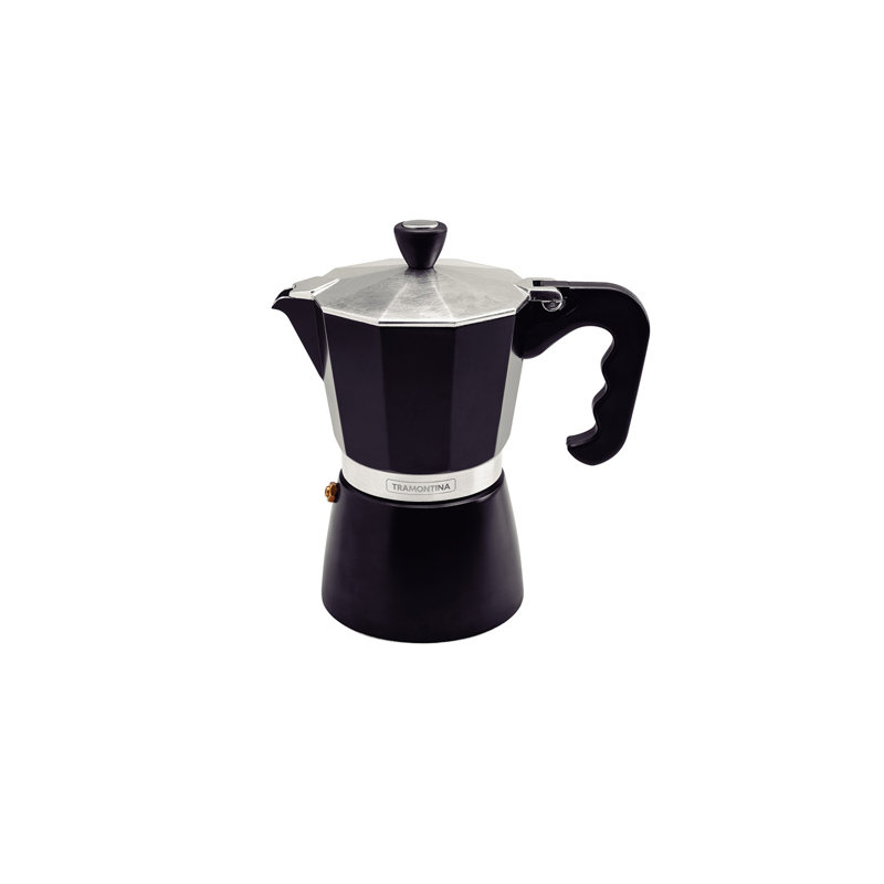 Tramontina Italian Espresso Pot 320ml (Silver), Black