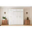 Lit escamotable grand format compact, MDF, blanc moderne pour une vie compacte