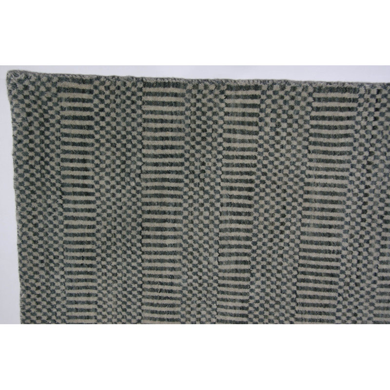 Tapis unique noué à la main gris de 9 pi 1 po x 12 pi