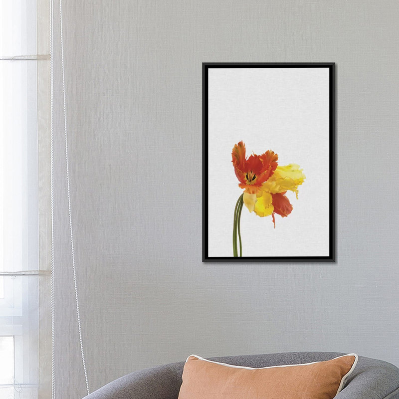 « tulipe », impression sur toile, H 26 po x l 18 po x P 1,5 po, Toile avec cadre noir, Pas de tapis