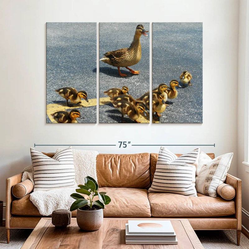 Ducklings And Mother Duck, 42" H x 65" W