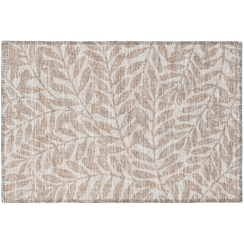 Tapis beige tissé à la machine Emmly, Rectangle 5 pi x 7 pi 6 po