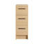 Armoire de rangement autoportante 12 po mince, chêne clair, 3 tiroirs, rangement étroit, KD, comprend poignées en aluminium noir et brossé