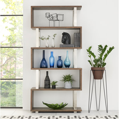 Bettye 181.1 cm H x 90 cm W Solid Wood Etagere Bookcase