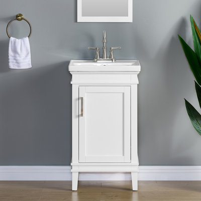 Meuble-lavabo simple 20 po avec comptoir en porcelaine et lavabo Elmington, blanc, pré-assemblé
