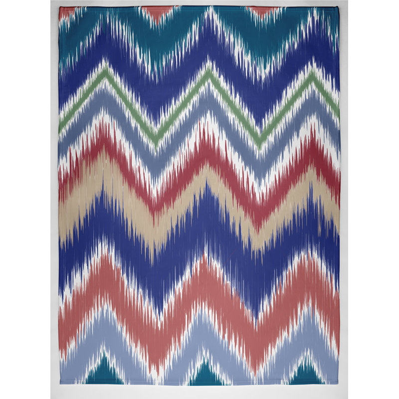 Salome Plain Weave / Muslin Throw Blanket, Navy/Green/Red