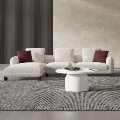 Canapé modulaire Mardi marron et beige en tweed avec 6 coussins