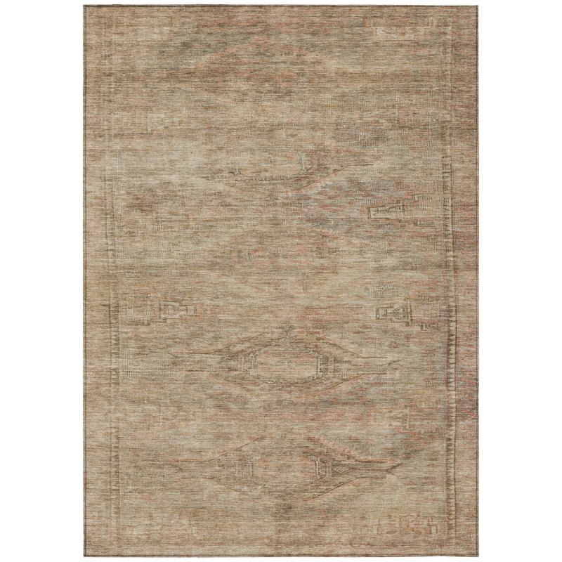 Tapis extérieur lavable taupe 10 pi x 14 pi Aztec