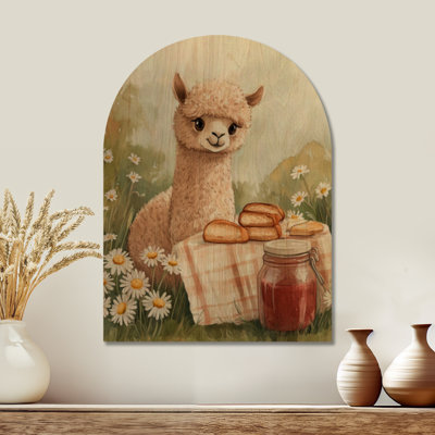 Confiture de pique-nique dans le pré - Décoration murale en bois arqué Alpaca
