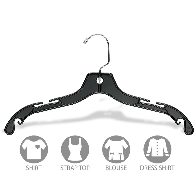 Cintre en plastique robuste pour robe / chandail / chandail, Noir, 25