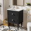 Ensemble de meuble-lavabo 24 po avec lavabo en céramique, armoire de rangement moderne avec 2 tiroirs et cadre en bois massif